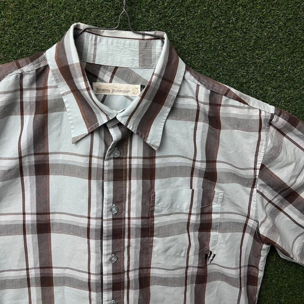 Ocean Current Plaid Short Sleeve Button Down Shirt